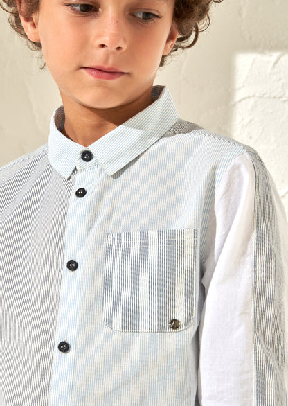 Blue Stripe Panelled Shirt