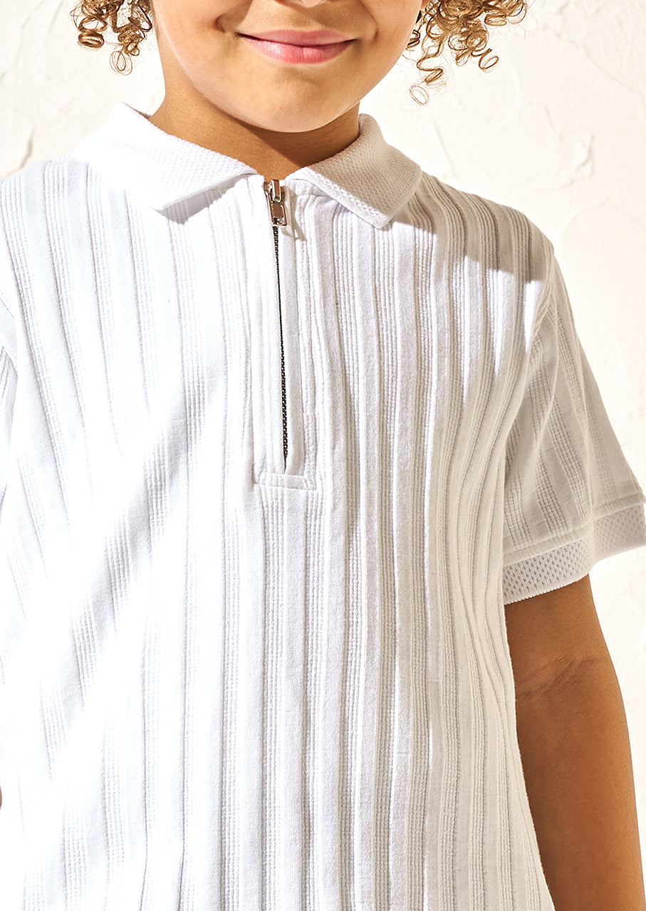 Textured Rib Polo Shirt