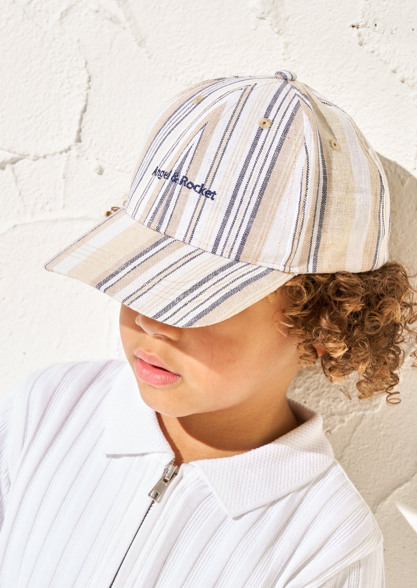 Cream Striped Baseball Cap