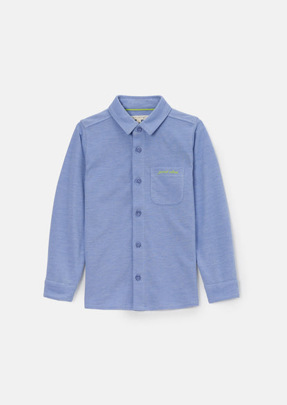 Classic Blue Pique Textured Shirt for Kids - Durable Cotton Wear