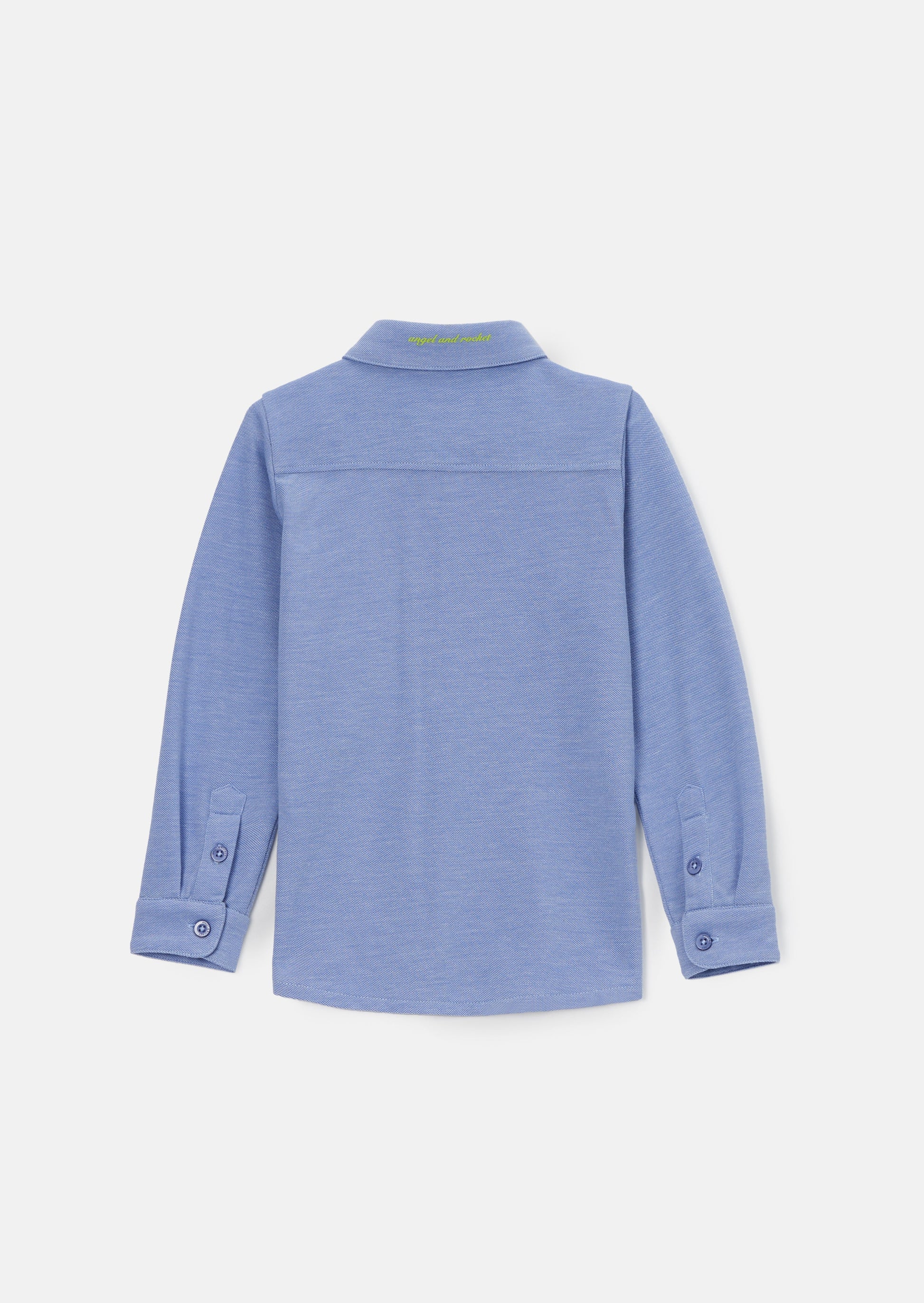 Classic Blue Pique Textured Shirt for Kids - Durable Cotton Wear