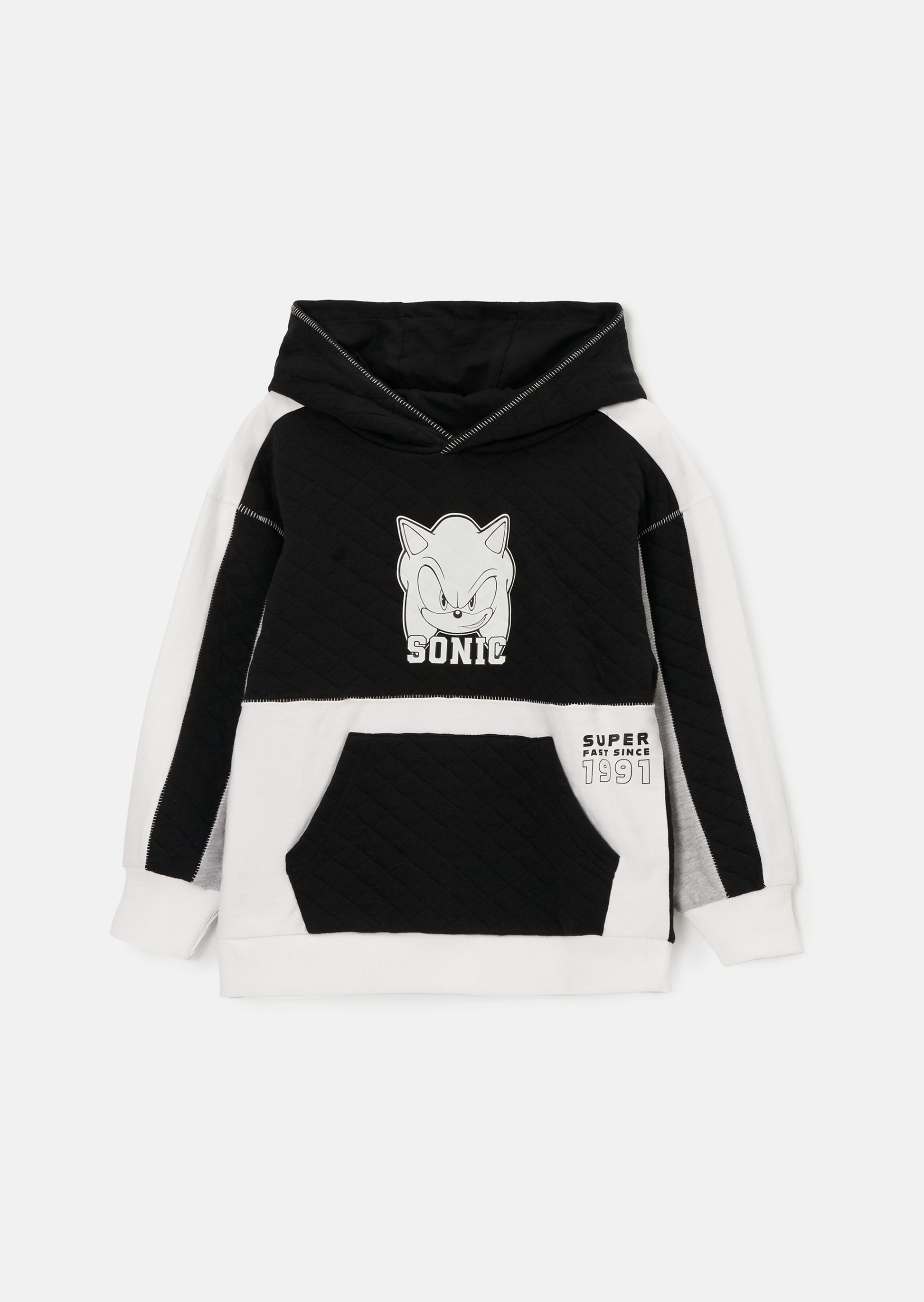 Sonic Black Textured Hoodie