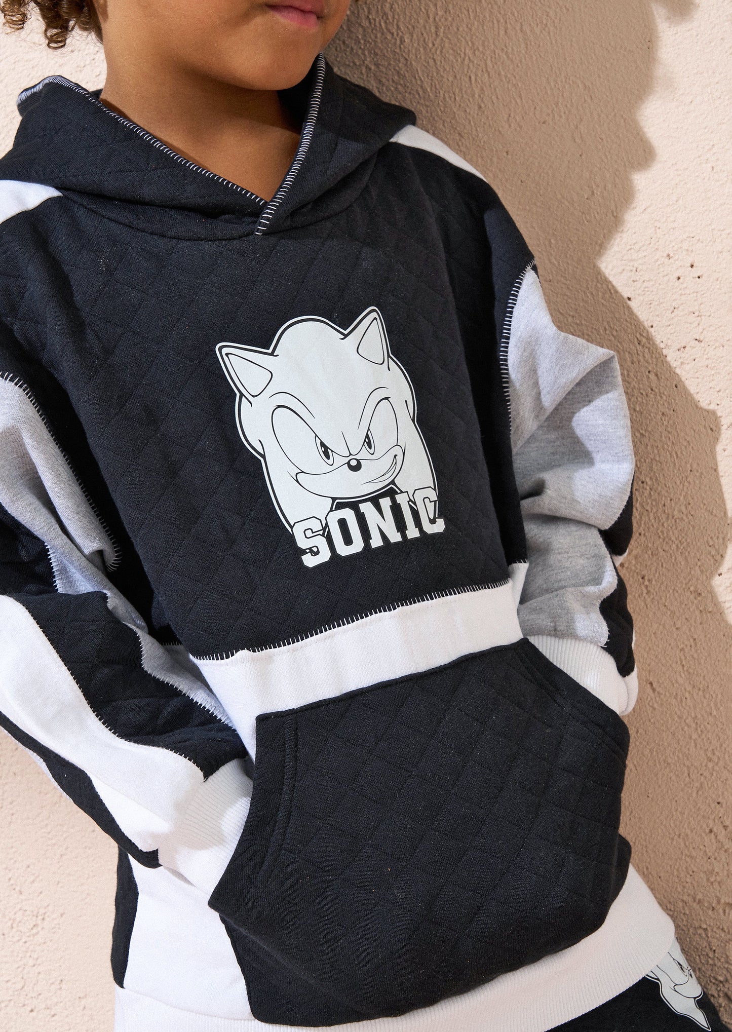 Sonic Black Textured Hoodie