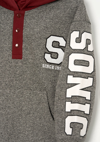 Sonic Grey Textured Mix Fabric Hoodie