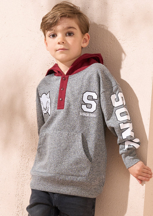 Sonic Grey Textured Mix Fabric Hoodie