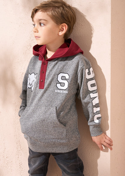 Sonic Grey Textured Mix Fabric Hoodie