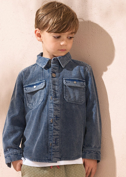 Boys Charlie Inky Blue Cord Shirt