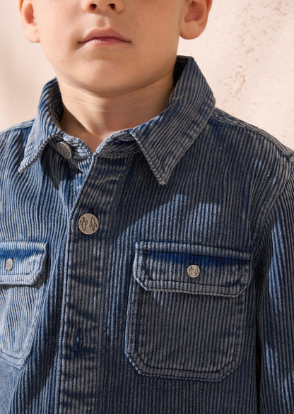 Boys Charlie Inky Blue Cord Shirt