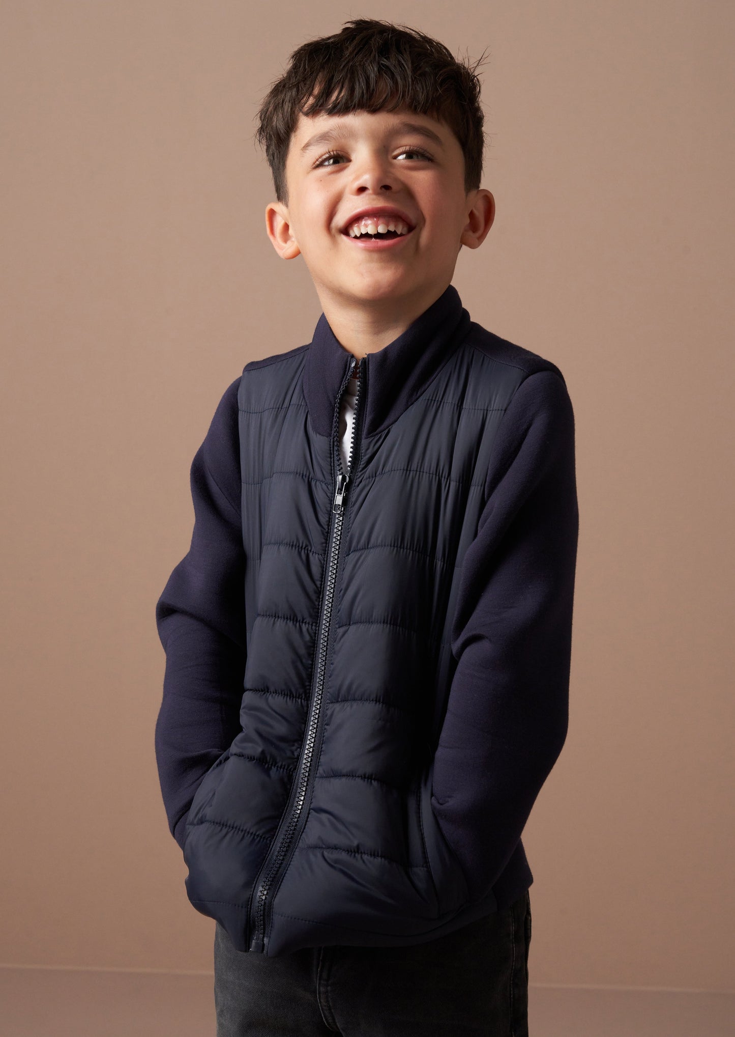 Navy Quilted Jersey Kids Jacket