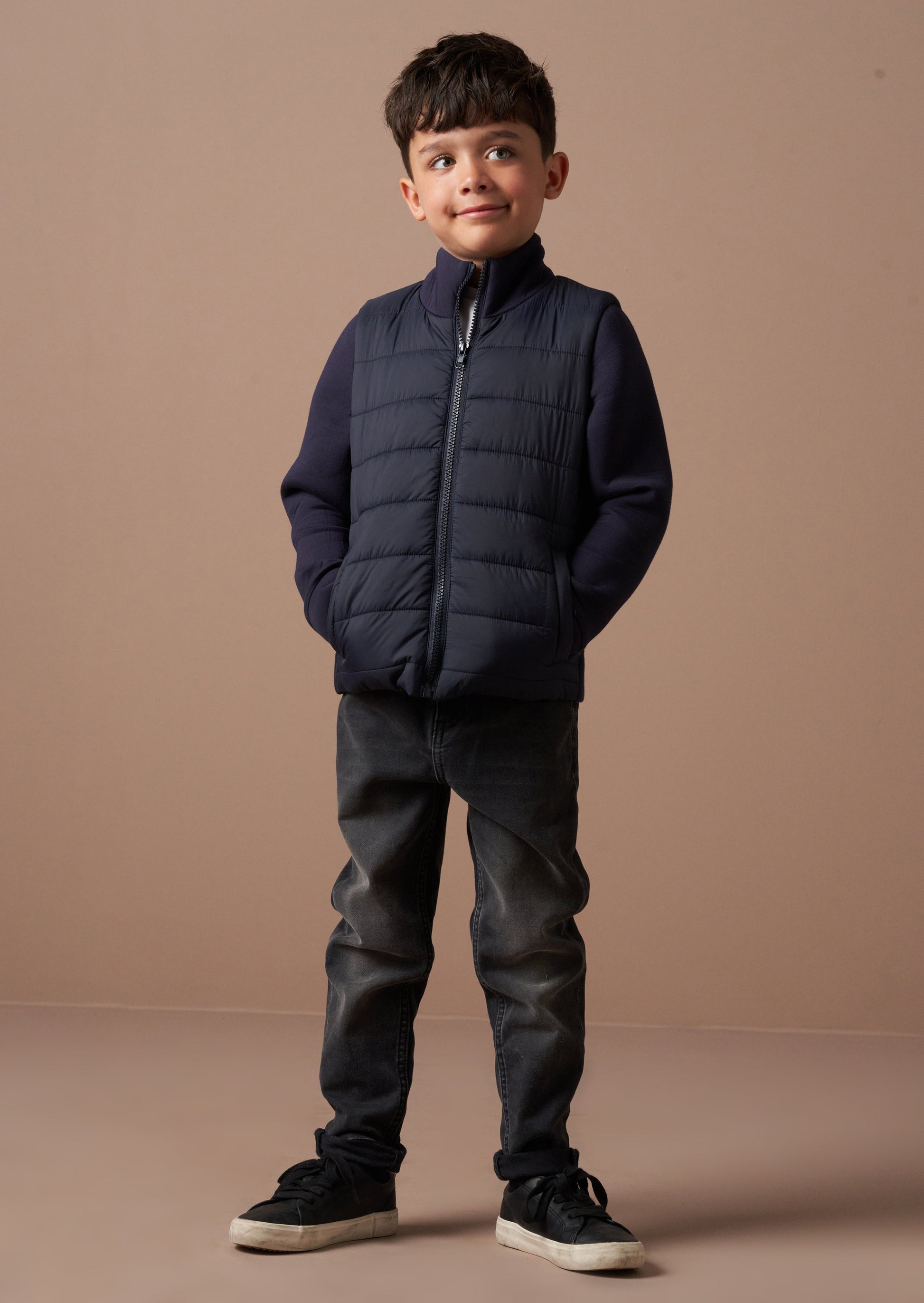 Navy Quilted Jersey Kids Jacket