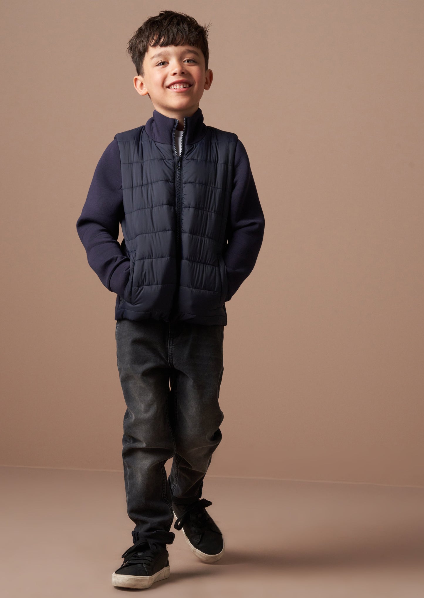 Navy Quilted Jersey Kids Jacket