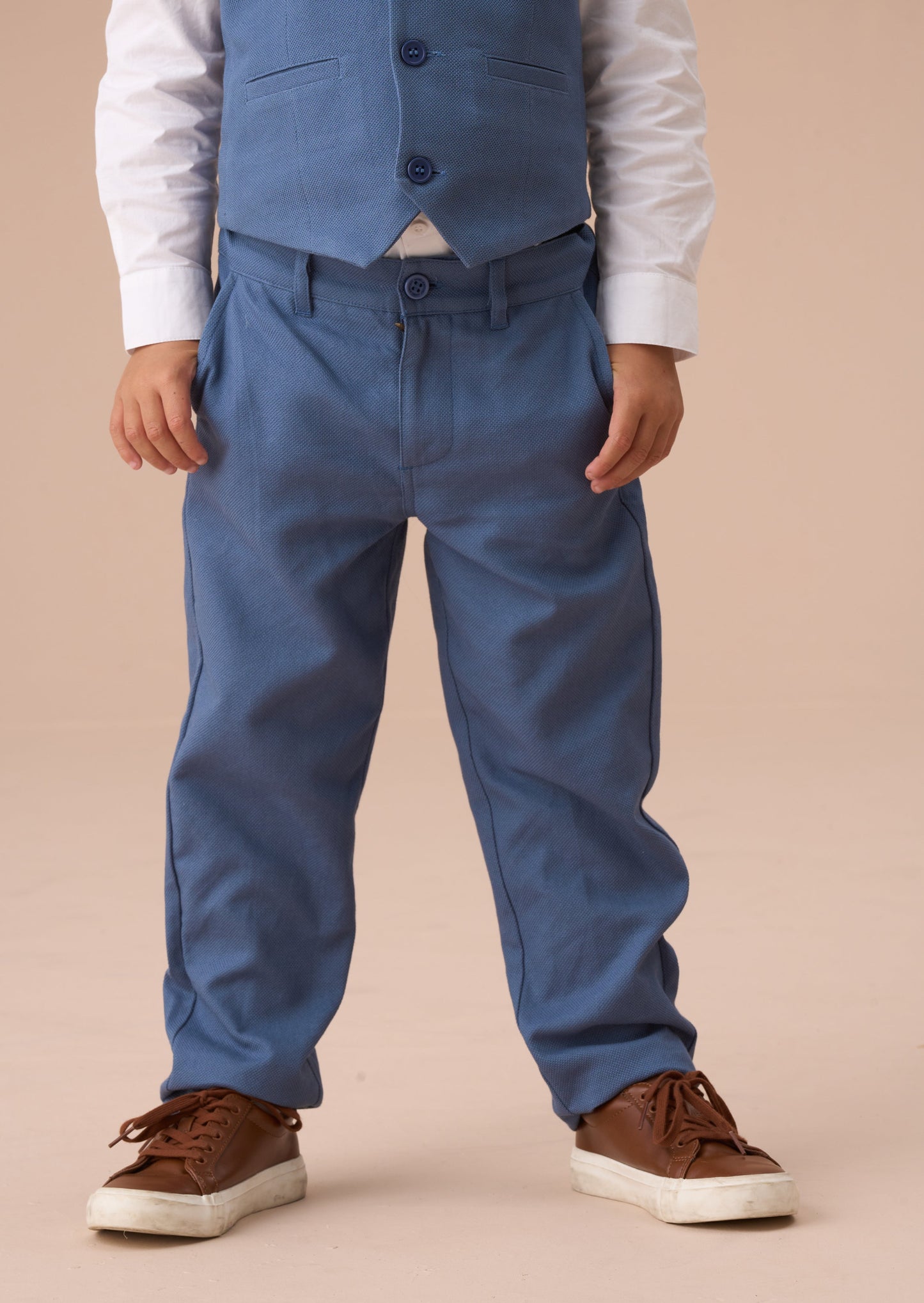 Matty Blue Smart Printed Boys Trousers