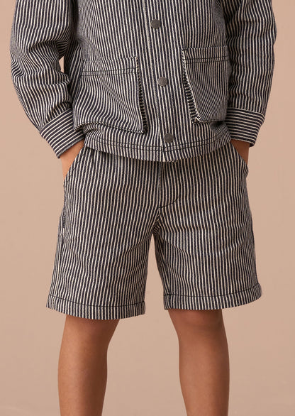 Navy Stripe Casual Shorts