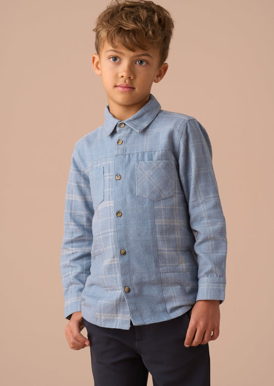 Blue Block Check Casual Shirt