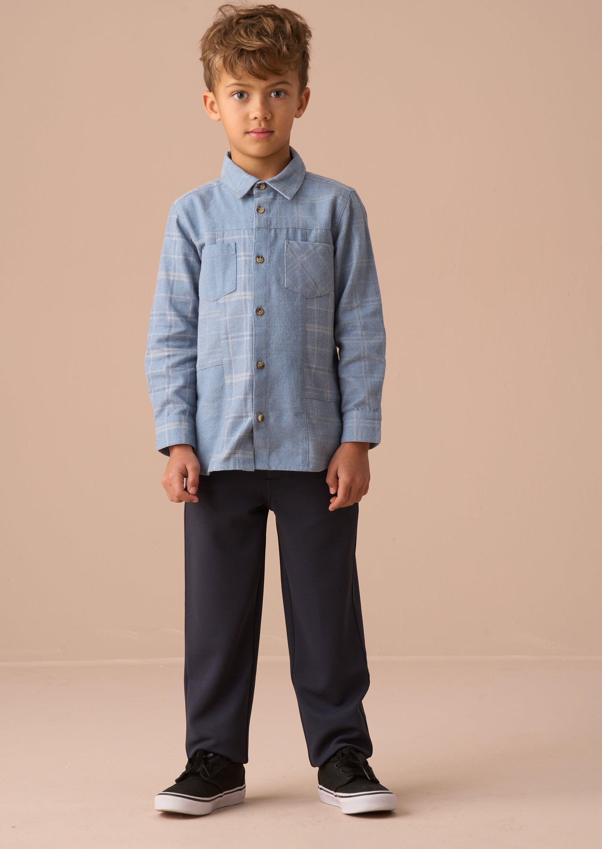 Blue Block Check Casual Shirt