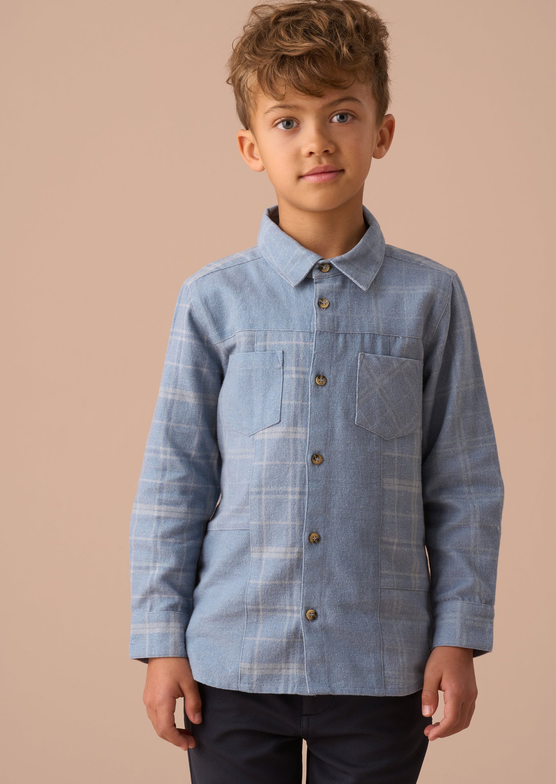 Blue Block Check Casual Shirt