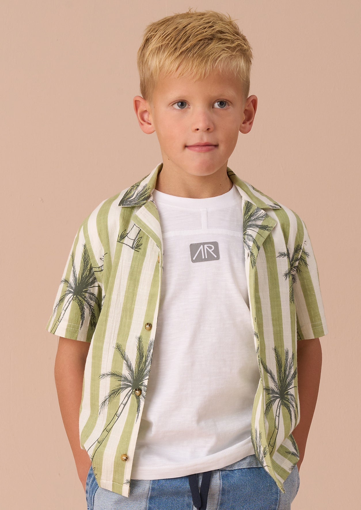 Kids Palm Print Resort Shirt