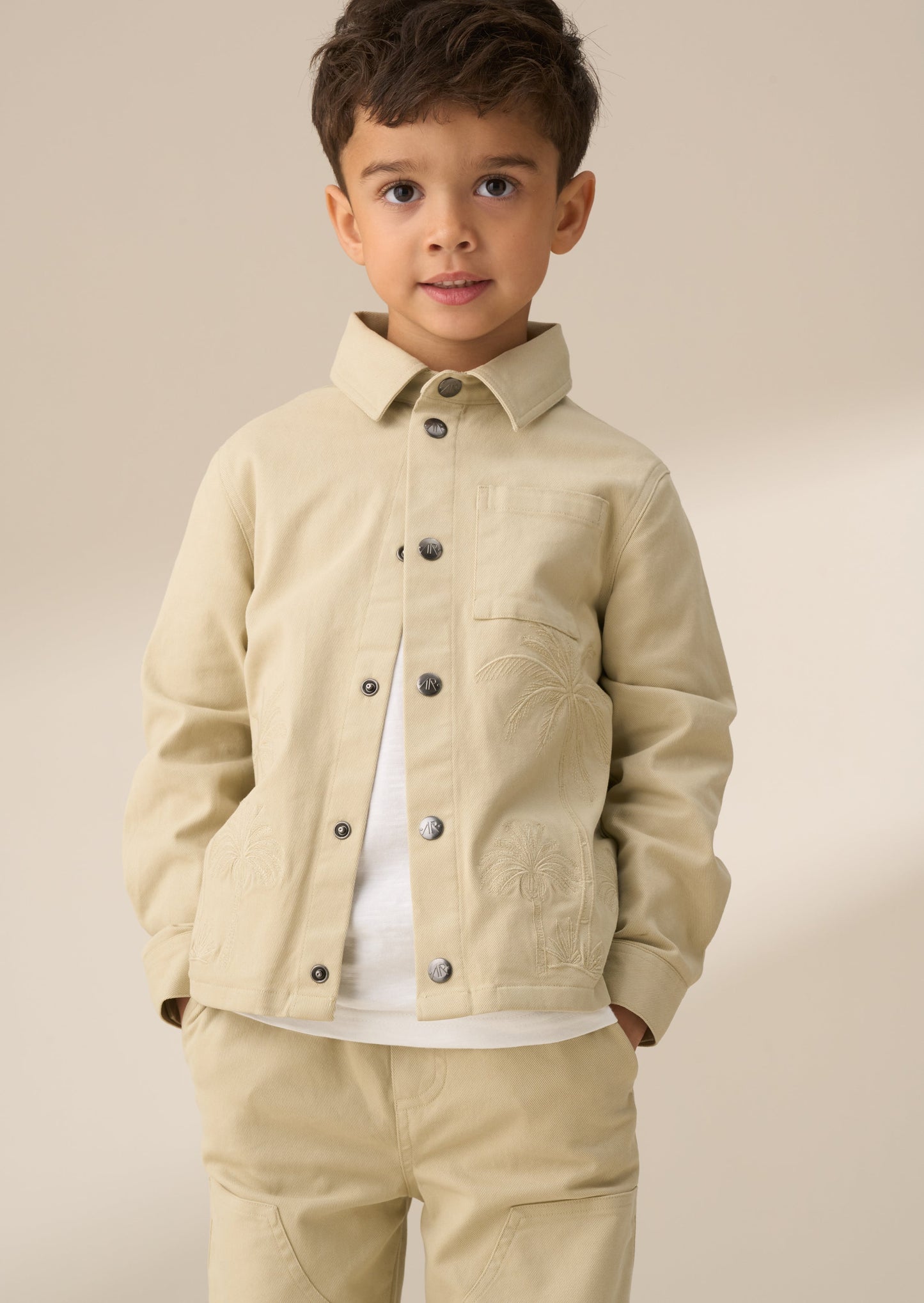 Tyson Cream Casual Embroidered Jacket