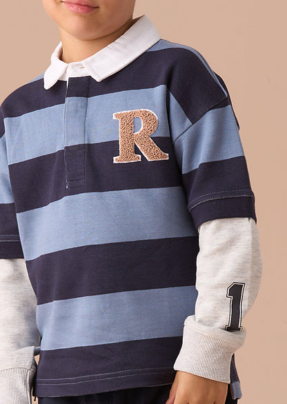 Zane Blue Stripe Rugby Shirt