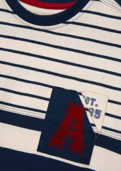 Lewis Blue Textured Stripe T Shirt