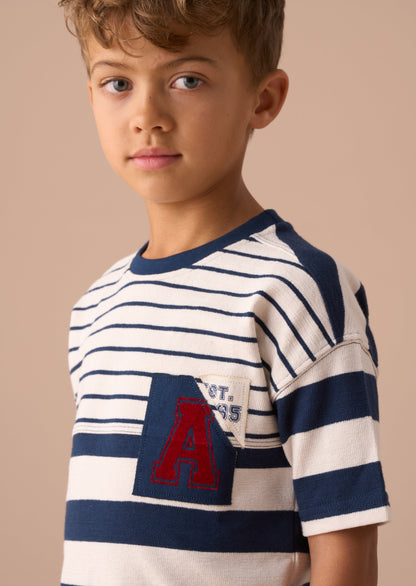 Lewis Blue Textured Stripe T Shirt