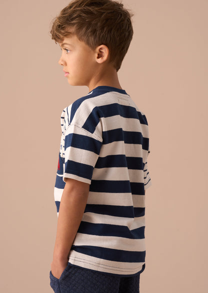 Lewis Blue Textured Stripe T Shirt