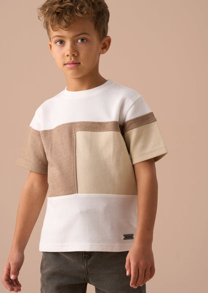 Cool Kids Cream Textured Block T-Shirt for Ages 3-12