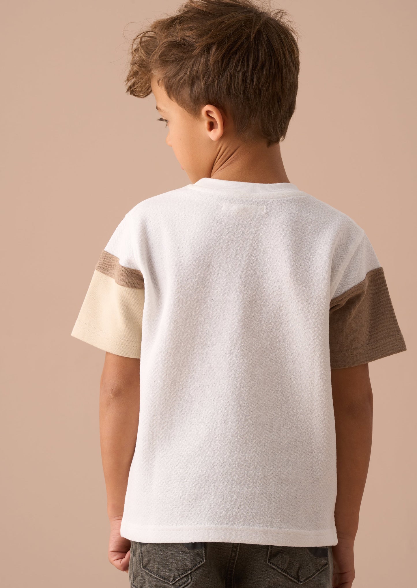 Cool Kids Cream Textured Block T-Shirt for Ages 3-12