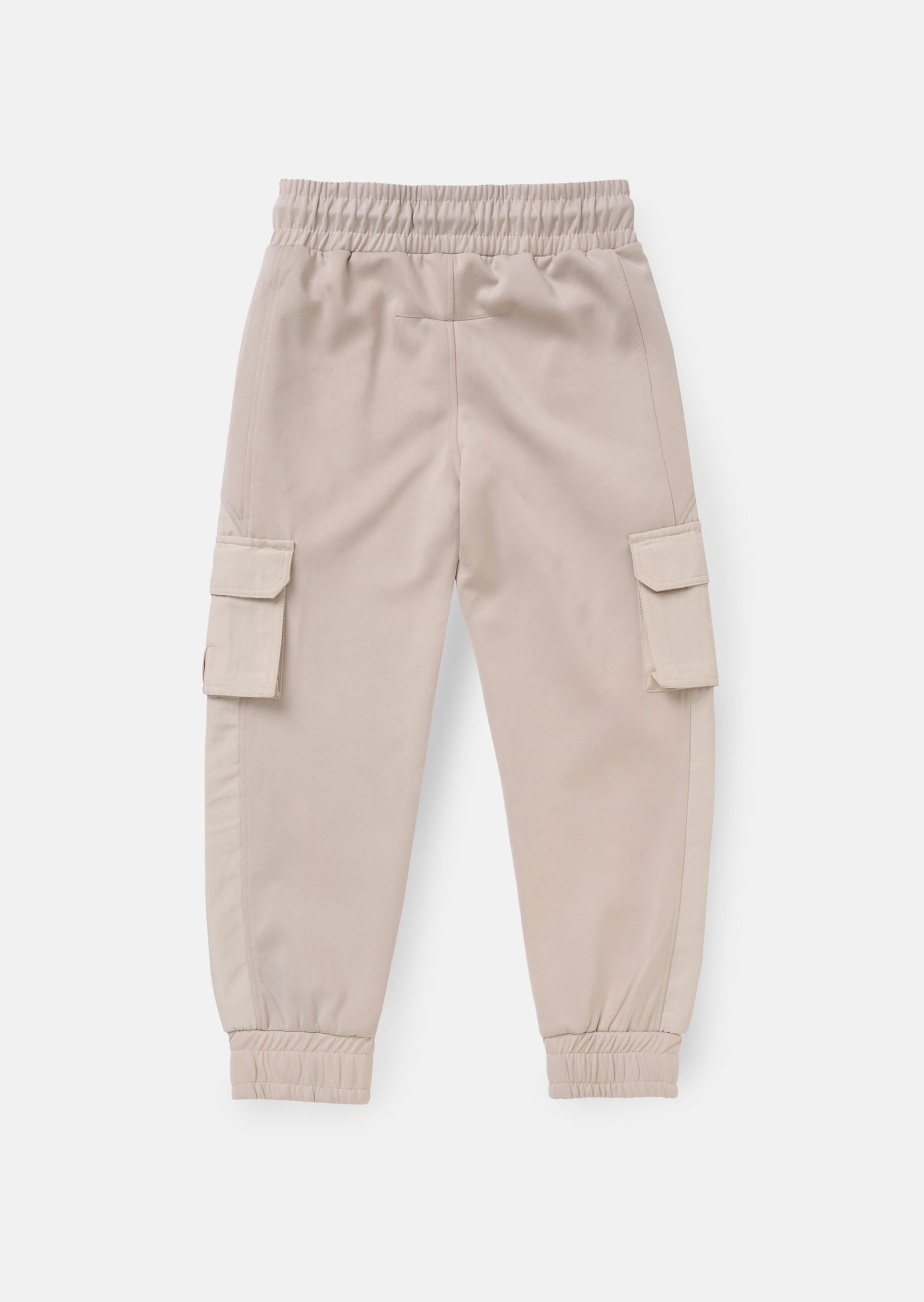 Cream Panelled Mix Fabric Kids Joggers