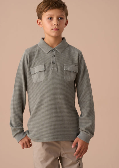 Finn Green Long Sleeve Polo