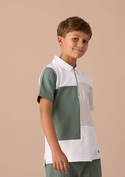 Kane White Colour Block Polo