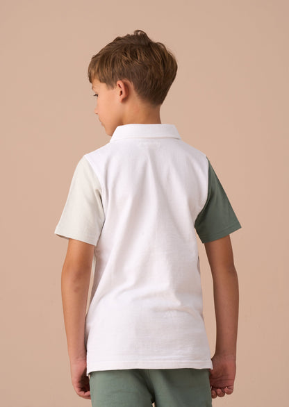 Kane White Colour Block Polo