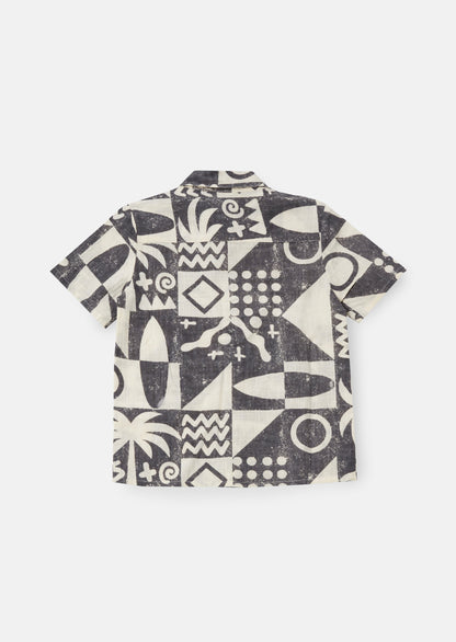 Bau Black Printed Holiday Kids Shirt