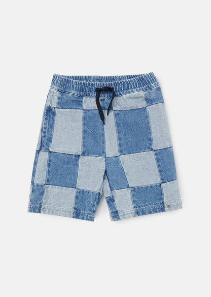 Blue Patch Work Shorts