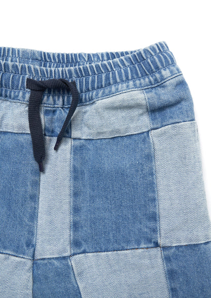 Blue Patch Work Shorts