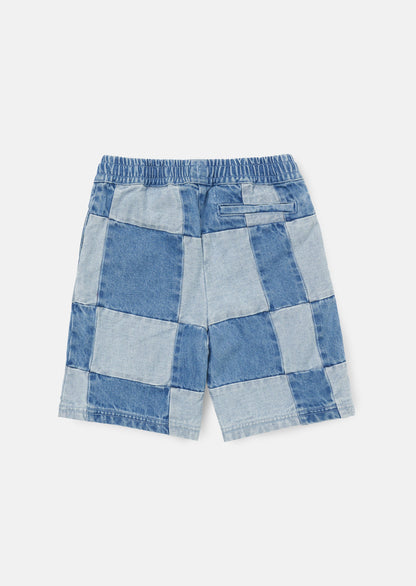 Blue Patch Work Shorts