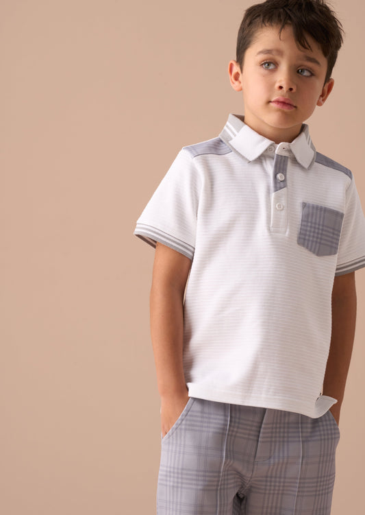 Kane White Colour Block Polo Shirt