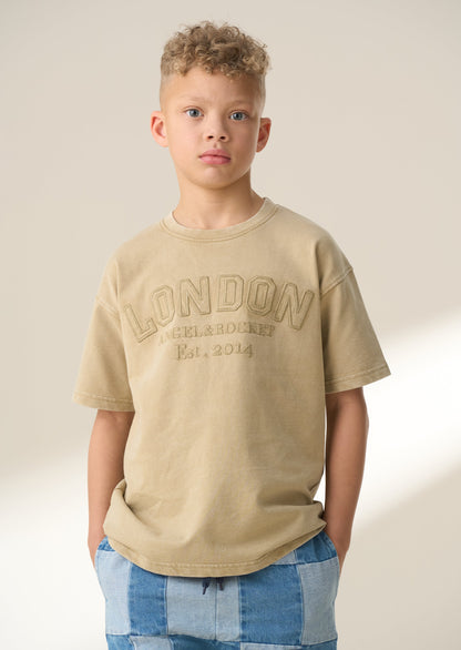 Tan Embroidered Kids T-Shirt