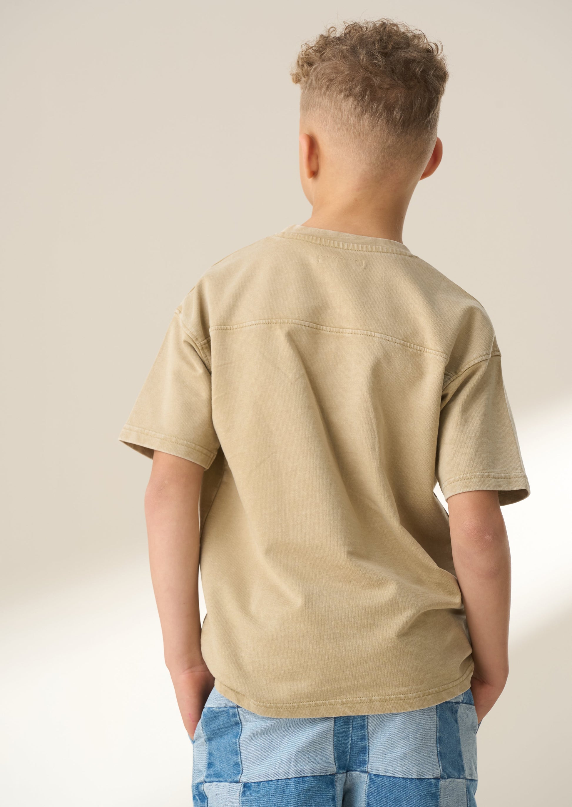 Tan Embroidered Kids T-Shirt