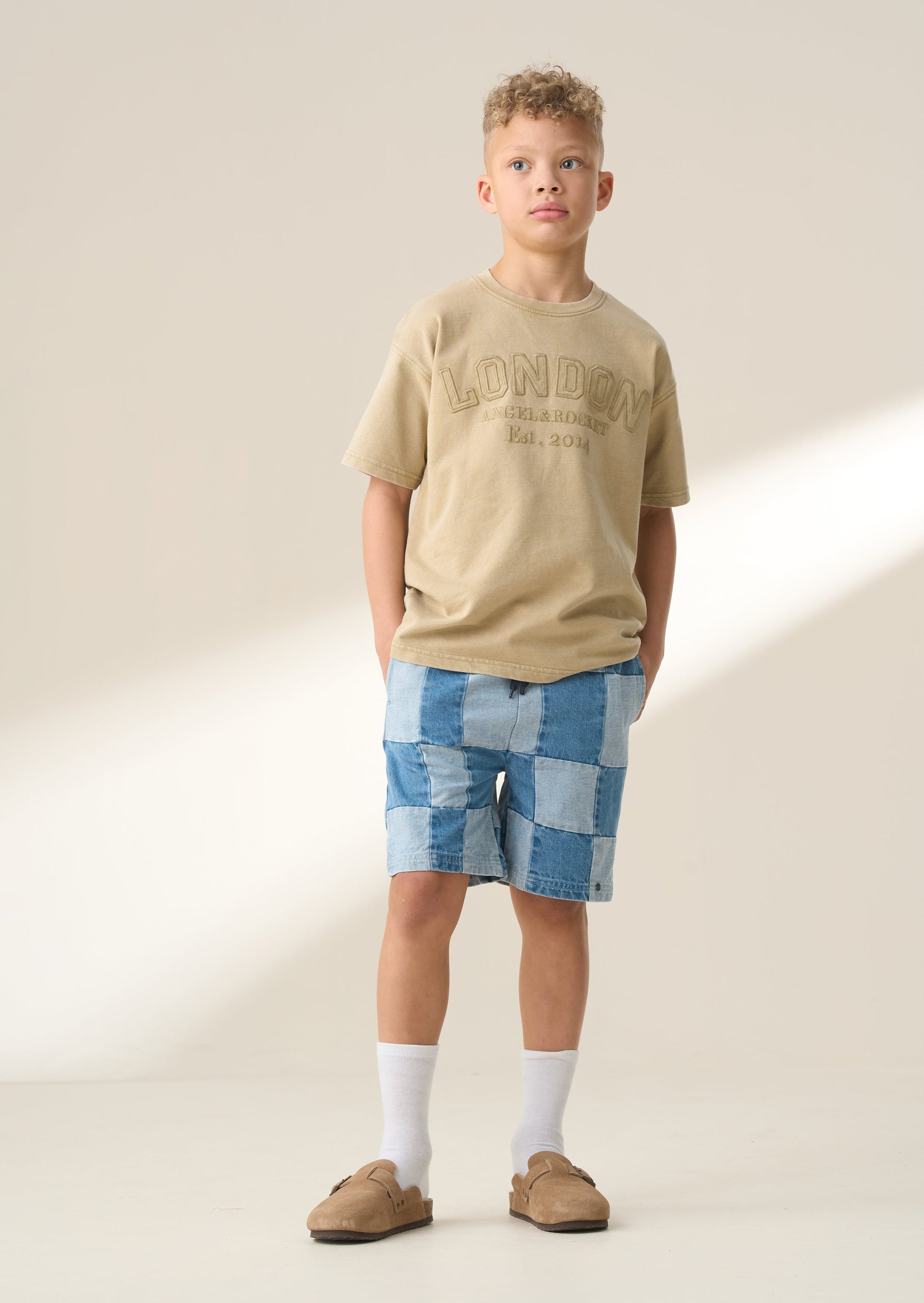 Tan Embroidered Kids T-Shirt