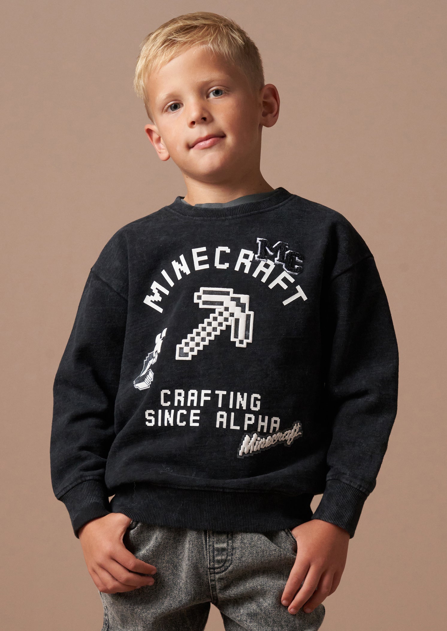 Minecraft Grey Graphic Sweat